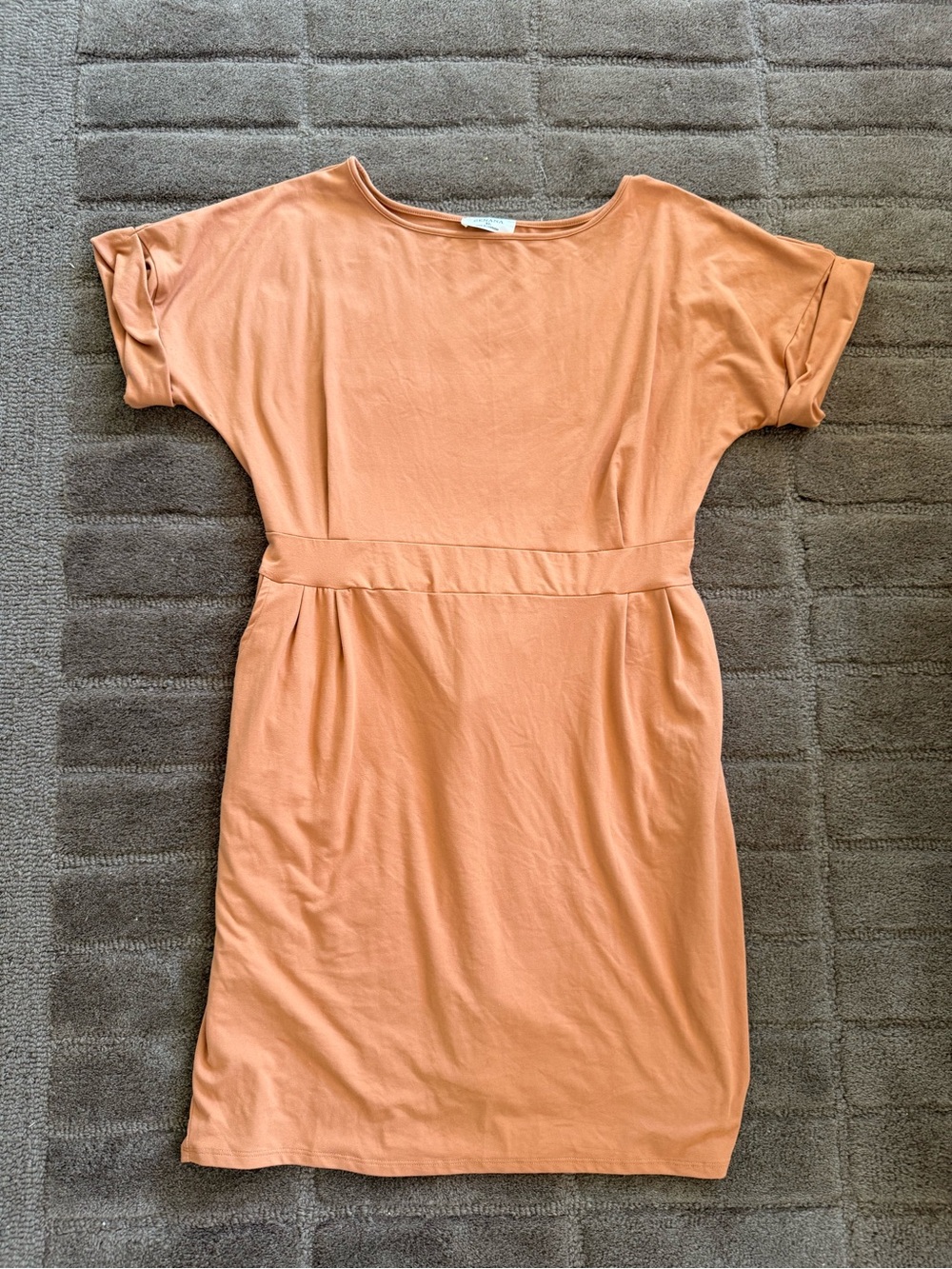 Zenana Outfitters Peach Short-Sleeve Waist-Accent Mini Dress